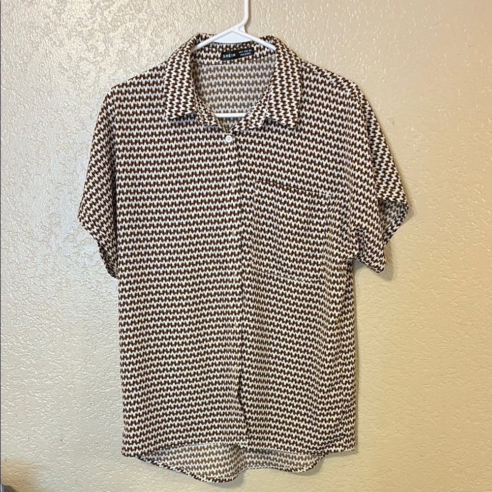 Patterned Black Brown and White Unisex Shirt